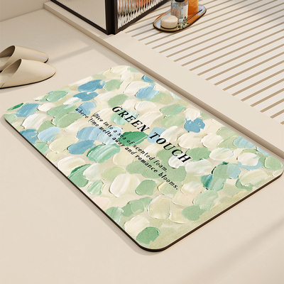 奶油风软硅藻泥吸水垫速干浴室地垫防滑脚垫卫生间门口淋浴房地毯