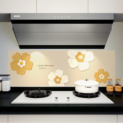 厨房灶台瓷砖贴纸防水防油渍遮挡覆盖墙贴画耐高温防油贴简约花卉