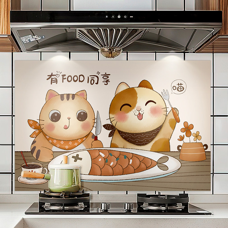 厨房防油贴纸阻燃耐高温加厚防水自粘墙纸墙贴灶台遮丑墙用墙贴纸