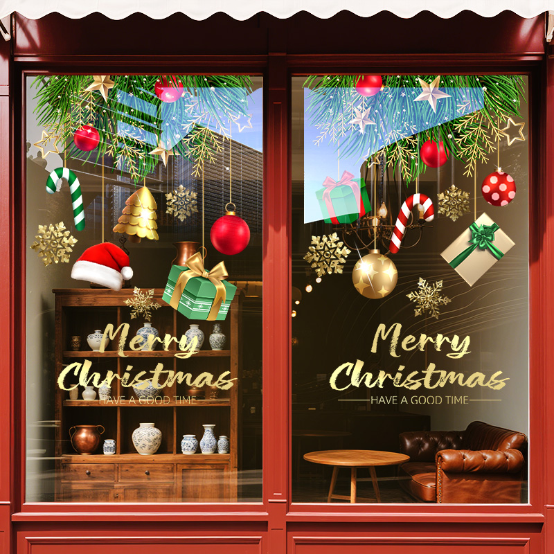 圣诞节日装饰氛围布置玻璃贴纸画