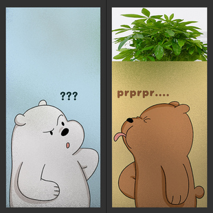 可爱小熊磨砂玻璃贴膜卫生间儿童房间透光不透明遮阳防窥窗户贴纸