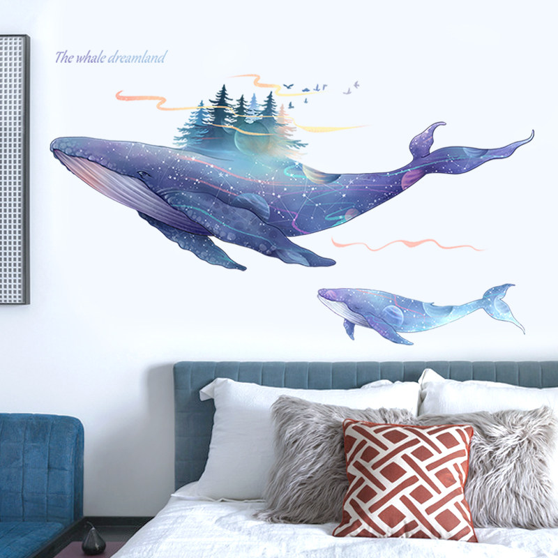 北欧创意海报网红房间改造墙贴纸自粘蓝鲸鱼贴画宿舍装扮之墙贴篇,家居饰品,软装墙贴,淘宝优惠券,粉丝福利购,淘宝优惠卷