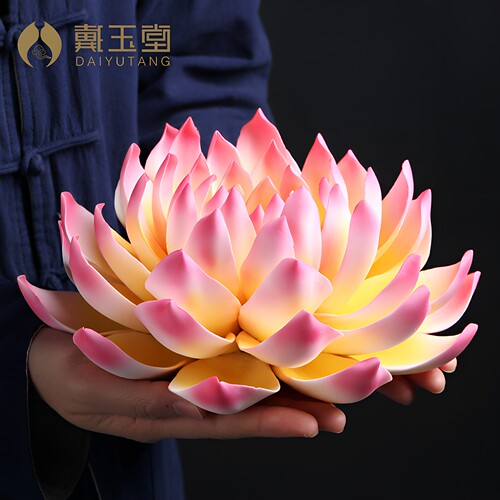 戴玉堂陶瓷莲花佛前供花摆件莲花