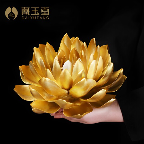 戴玉堂陶瓷金色禅意莲花佛前供花