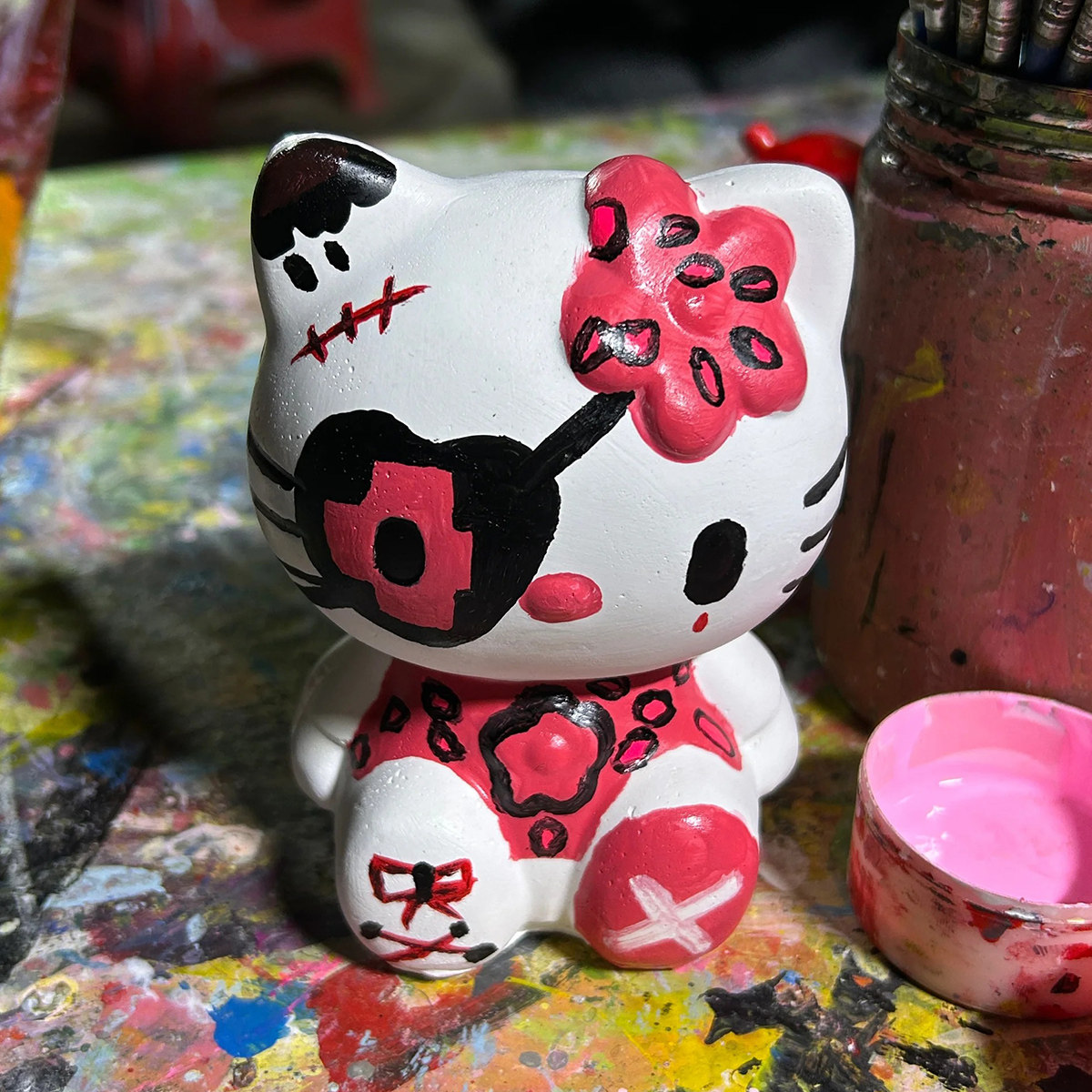 坐姿大号HelloKitty石白模填色/模具彩绘/