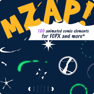 Final Cut Pro X插件100种卡通动漫流体MG动画FCPX元素mZap