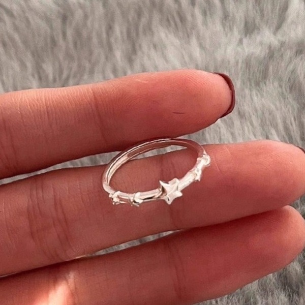 简约设计s999足银星星开口戒指小