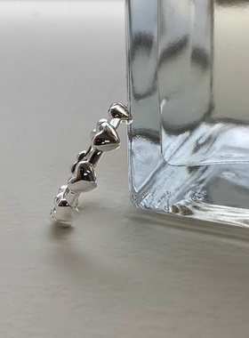 韩版小众设计感通体纯银简约时尚爱心形戒指开口999足银指叠戴女