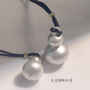 999足银古法银葫芦吊坠纯银项链复古空心可打开情侣挂件生日礼物