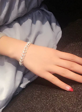 银手链999纯银女森系大气足银