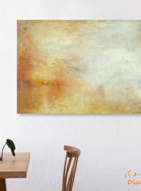 Turner湖上的夕阳 浪漫主义写实风景挂画客厅卧室装饰画无框画横