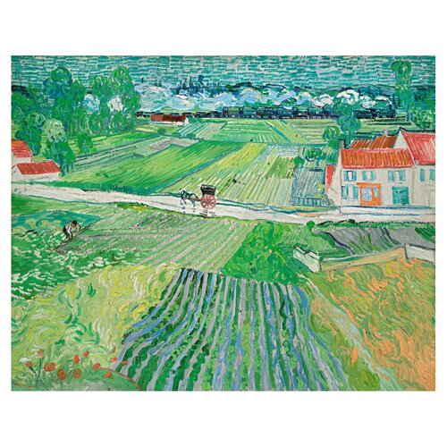 梵高装饰画 雨后的奥威尔 欧式风景人物画客厅餐厅玄关横款挂画