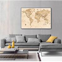 World Map English version, retro office decorative painting, living room wall hanging painting, bedroom study, PP glue oil painting cloth wall stickers thumbnail 4
