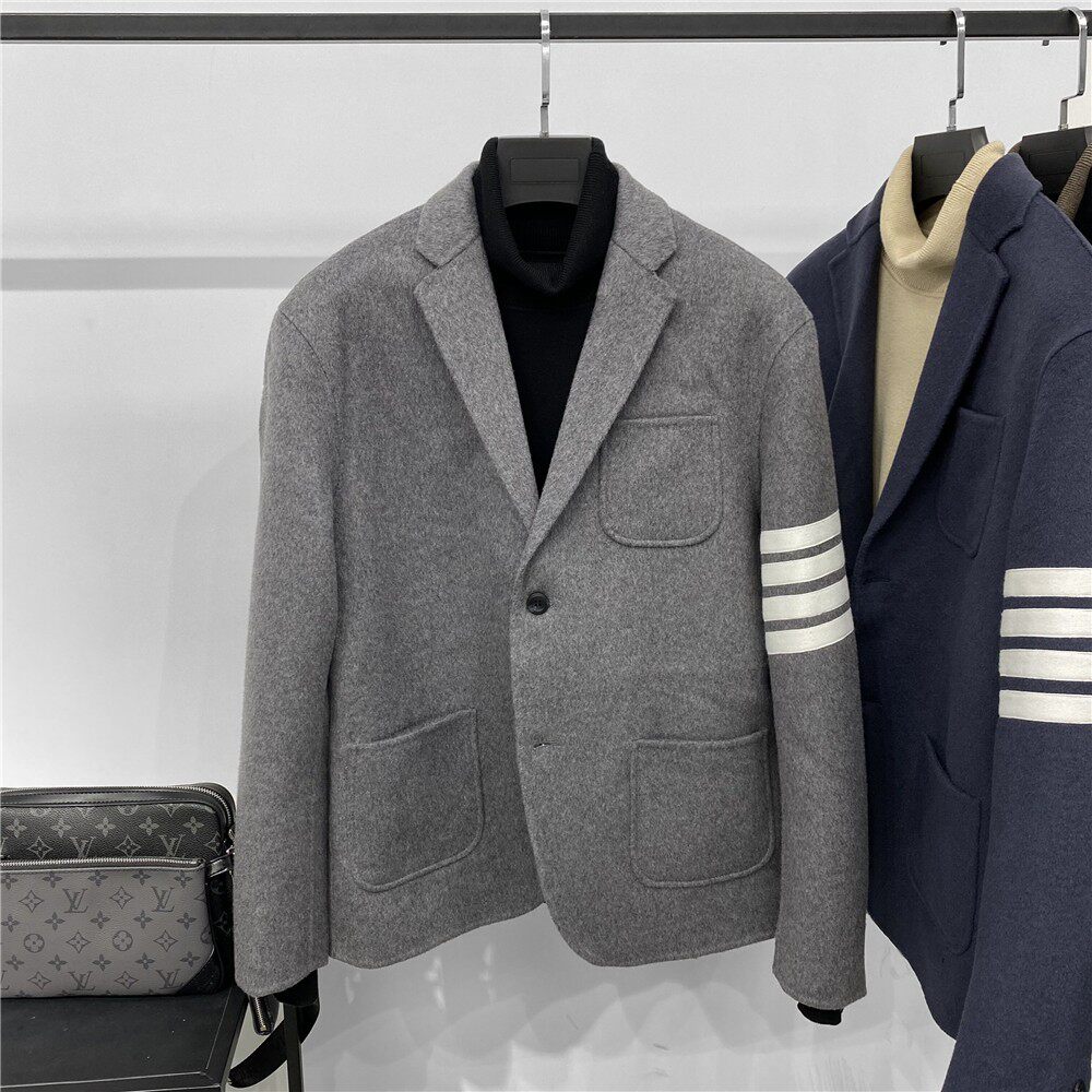 TB单排双扣长袖呢子织带休闲西服