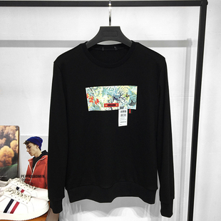 圆领卫衣数码 新品 印花贴标ins超火套头外套男潮 24年秋季 潮牌男士