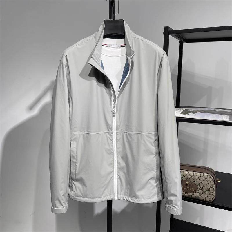 男装高端系列春秋轻便挺阔立领休闲夹克衫无痕压胶三防灰色冲锋衣