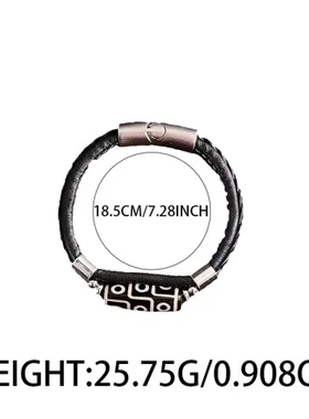 藏式九眼皮革编织钛钢天珠手链男时尚个性设计转运珠礼物手饰女