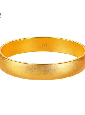 宽面轮胎简约时尚手镯素圈闭口泥鳅背镯子古法哑光传承送女友沙金