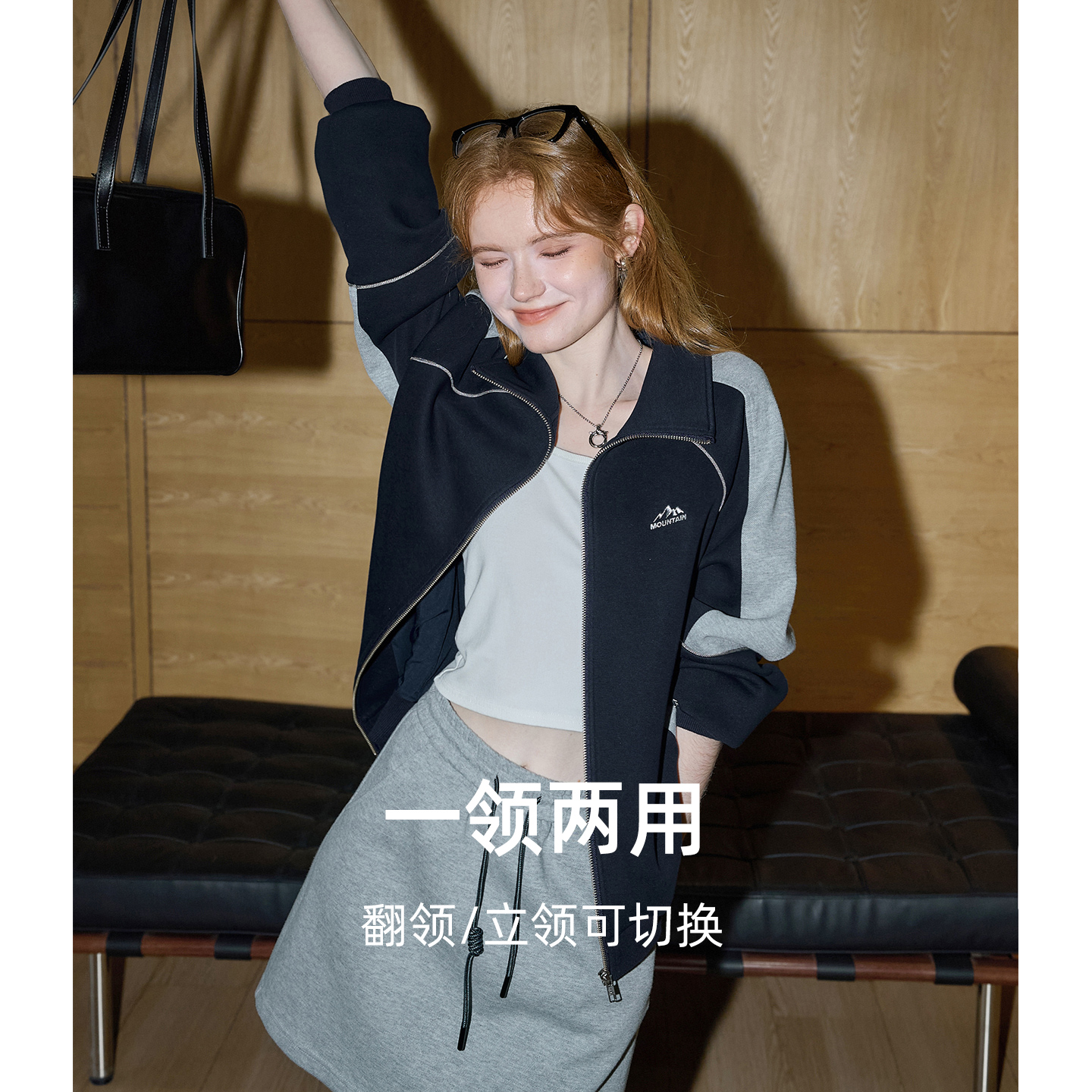 库恩玛维美式复古夹克外套女早秋