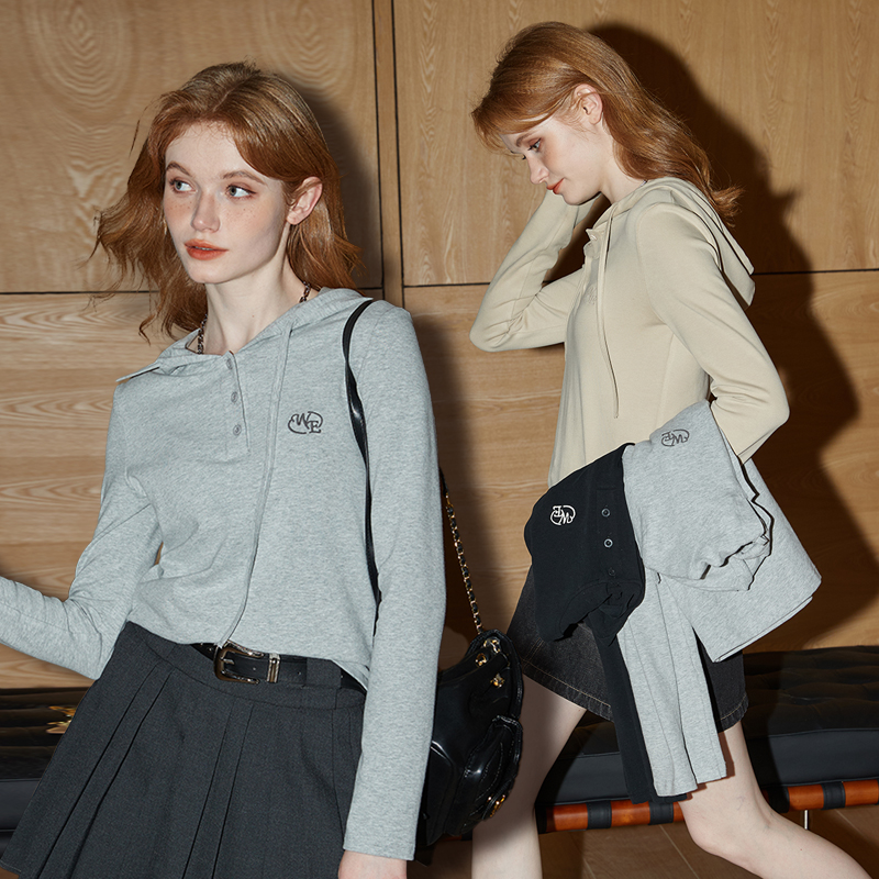 连帽修身长袖T恤韩版内搭上衣