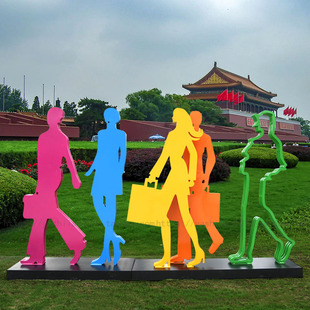 购物步行街商业超广场抽象主题女士女人剪影雕塑厂家定制订做直销