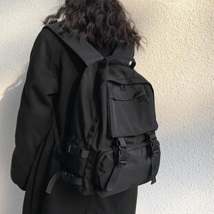 新款质感书包女初高中学生书包大容量工装双肩包男原宿风背包定制