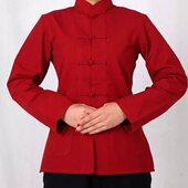 打底衫 春秋款 长袖 上衣复古文艺森女衬衫 纯棉老粗布中式 女士唐装