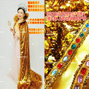 冠军加密金色宝石包边选美新娘披风斗篷舞台颁奖酒吧夜场年会派对