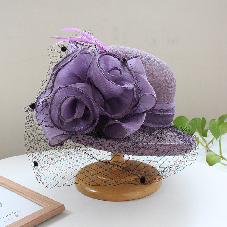 新款亚麻卷边欧美优雅赫本礼帽