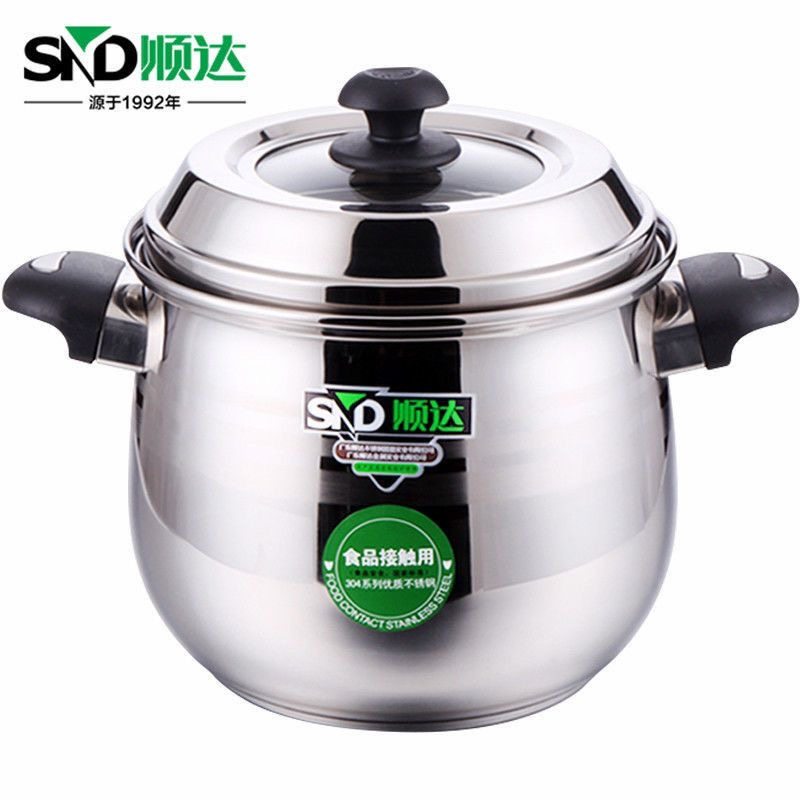 顺达特高汤锅304不锈钢加高深厚蒸锅家用煮粥煲汤燃气电磁炉通用