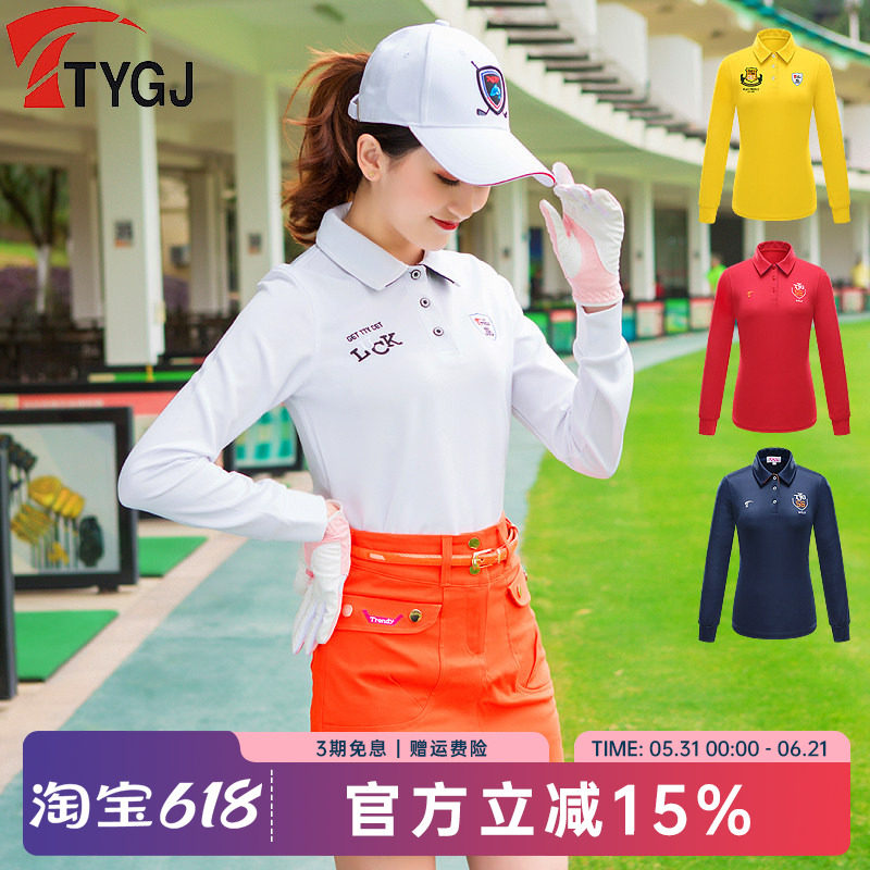 TTYGJ高尔夫服装秋冬款百搭女士长袖T恤POLO衫 白色运动球服上衣