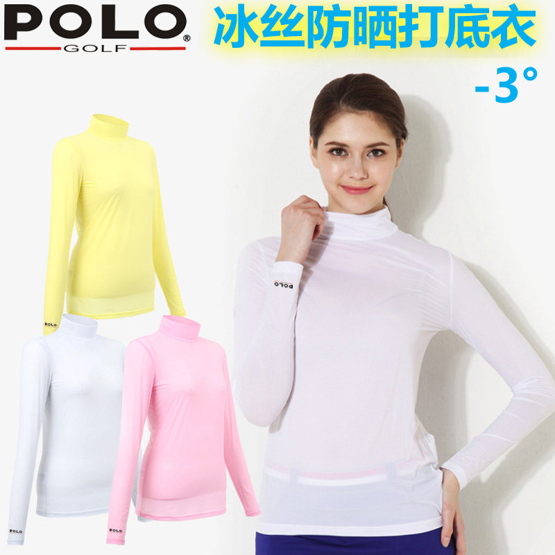 POLO GOLF夏季高尔夫服装 圆领衣防晒衣 冰丝运动长袖女士打底衫