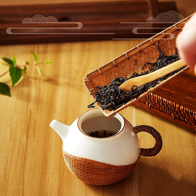 中式手工大漆竹编竹制品茶拔茶荷茶则茶巾托茶匙茶道功夫配件茶具