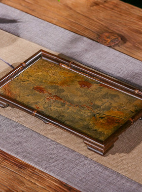 竹柒阁复古紫竹大漆竹茶盘茶台茶盘干泡台茶具岩板托盘竹编垫茶席