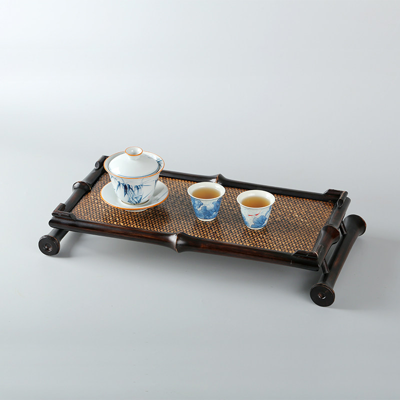 新中式茶盘家用茶席盘托盘大竹编小茶盘干泡盘茶台奉茶盘茶具收纳