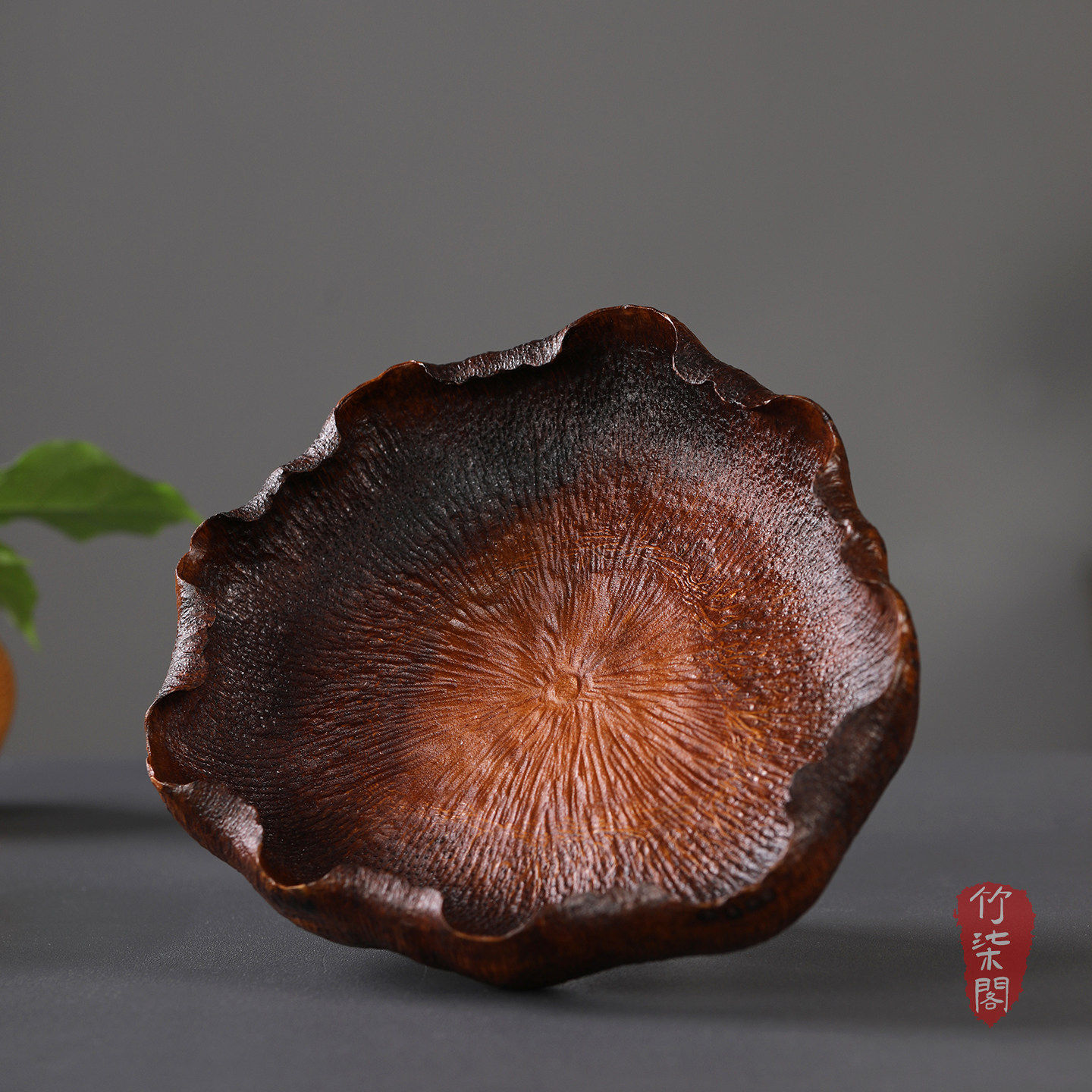手工竹根雕刻壶承果盘香插图片