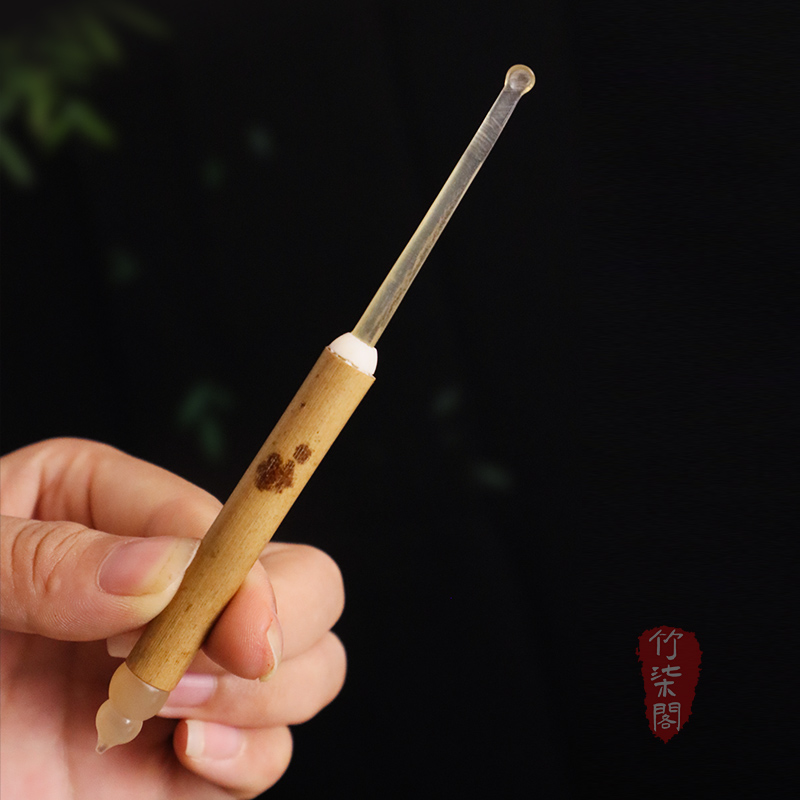 复古竹编天然湘妃竹牛角挖耳勺紫竹梅鹿竹掏耳朵神器成人扣掏耳勺