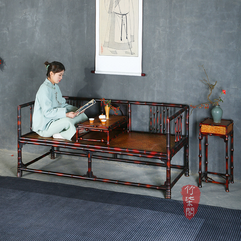 竹柒阁筇竹家具罗汉床竹床沙发床