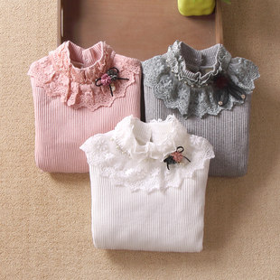 Bra top, fleece cotton children's long-sleeve, scarf, keep warm T-shirt, Korean style