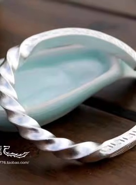 纯手工999足银螺旋雕花细镯定制