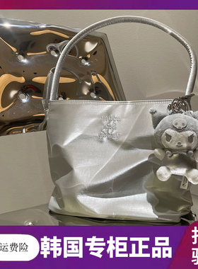 韩国小众设计mucu and ebony防水尼龙腋下包赵露思同款刺绣手提包