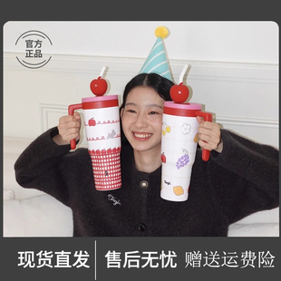 Tagi. 怦怦花田钻石吨吨杯大容量保温杯保冰冰霸杯吸管不锈钢水杯