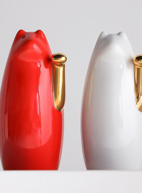 濑户烧 金手招财猫 陶瓷桌面摆件 SETOMANEKI 日本直邮