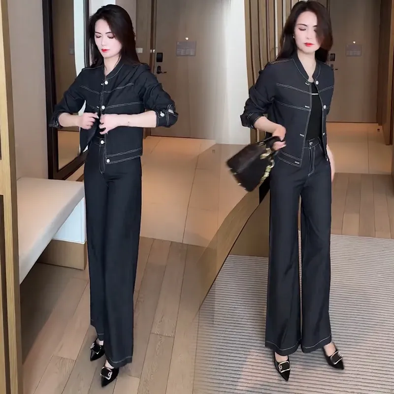 唯品会特卖清仓特价处理断码牛仔长裤套装女装品牌正品春秋冬新款