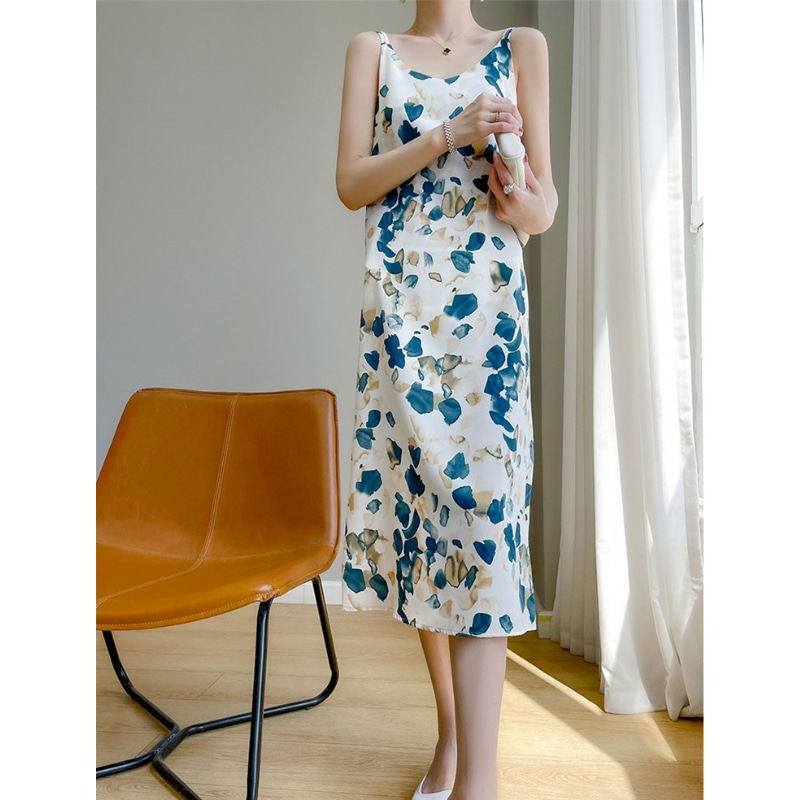 官网特卖唯品会京东无袖真丝桑蚕丝连衣裙断码夏女装千百惠旗舰店