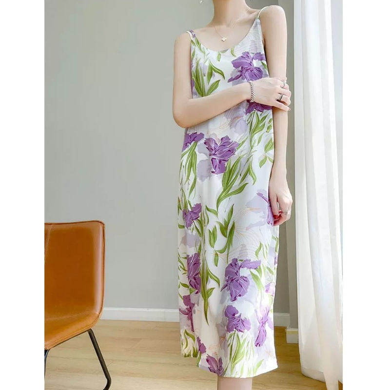 官网特卖唯品会京东无袖真丝桑蚕丝连衣裙断码夏女装千百惠旗舰店