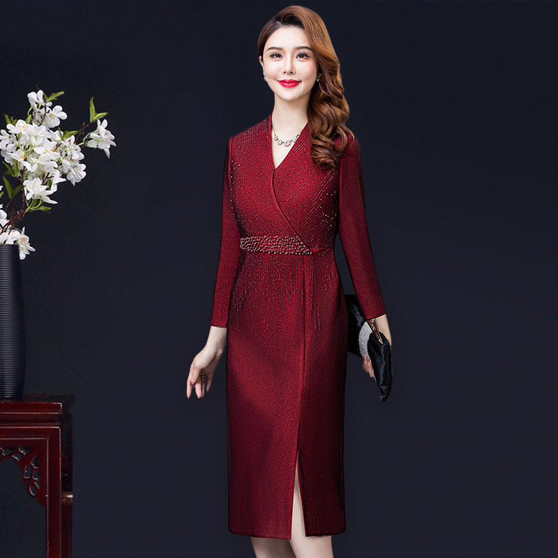 潮唯品会特卖清仓处理断码女装长袖礼服连衣裙品牌正品春秋新款