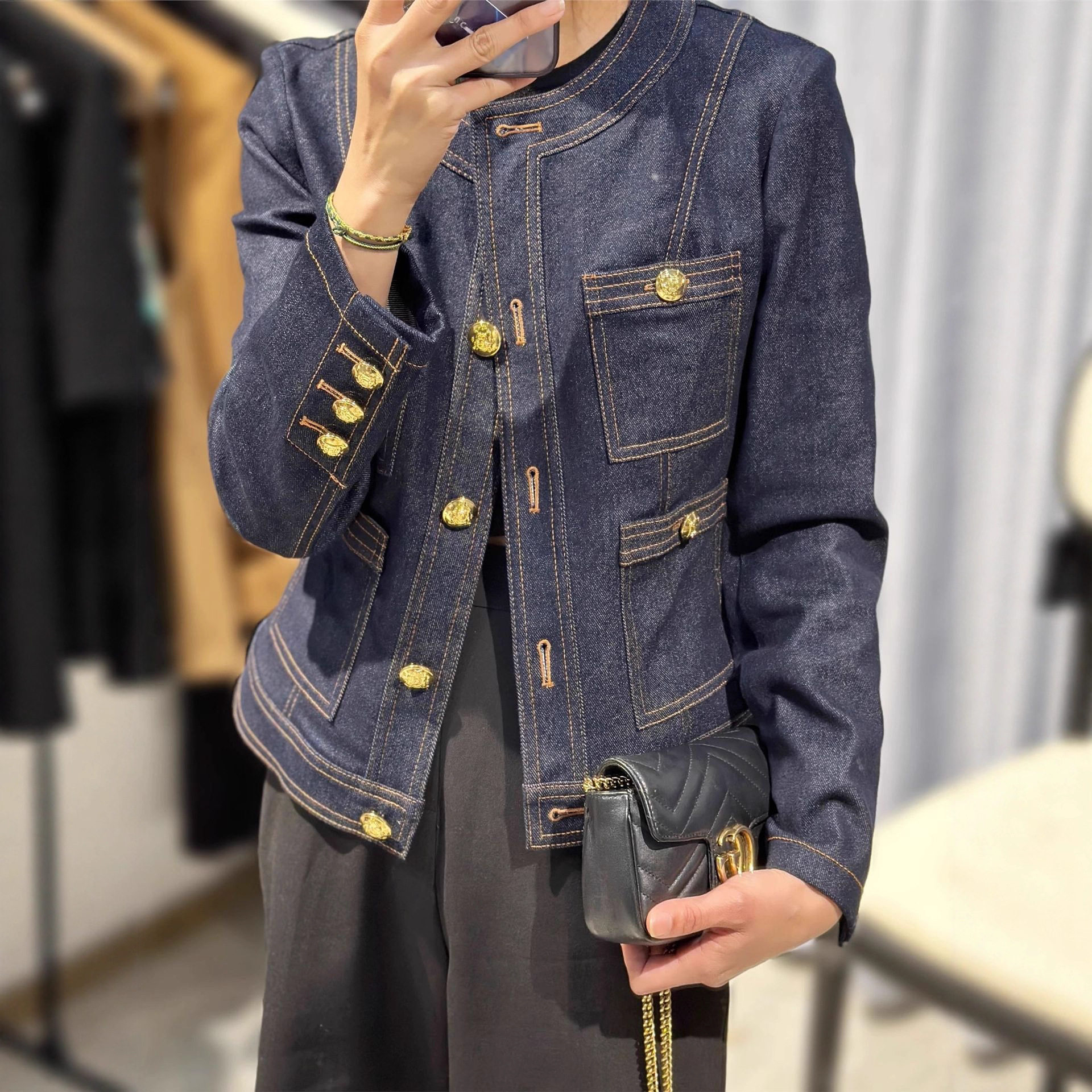 潮唯品会特卖清仓处理断码女装短款牛仔风衣外套品牌品牌春秋新款