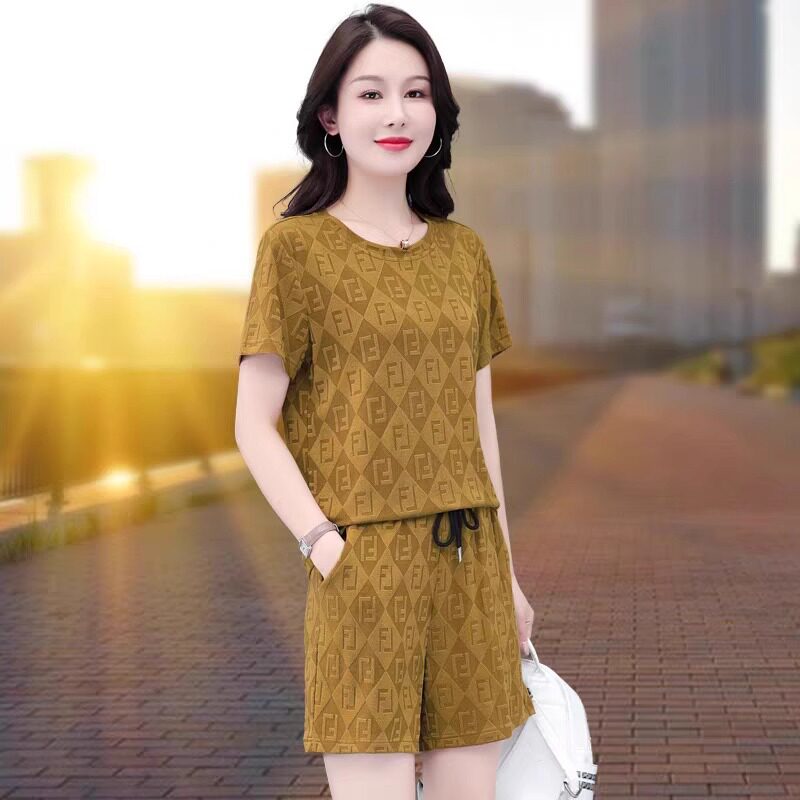 潮唯品会特卖清仓特价处理断码女装冰丝短裤短袖两件套装品牌正品