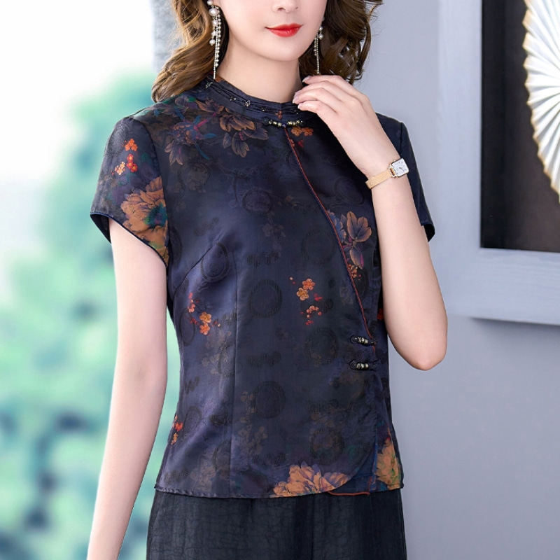 官网特卖唯品会京东香云纱真丝桑蚕丝上衣断码夏女装千百惠旗舰店